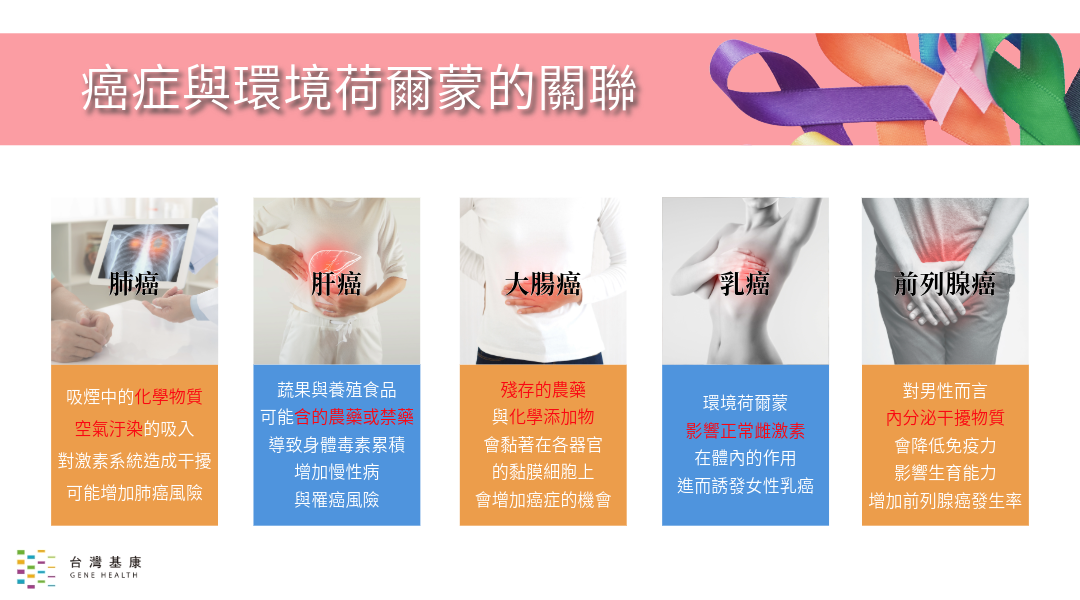 癌症與環境荷爾蒙之間存在著多種關聯,透過多種途徑對人體的激素系統產生影響