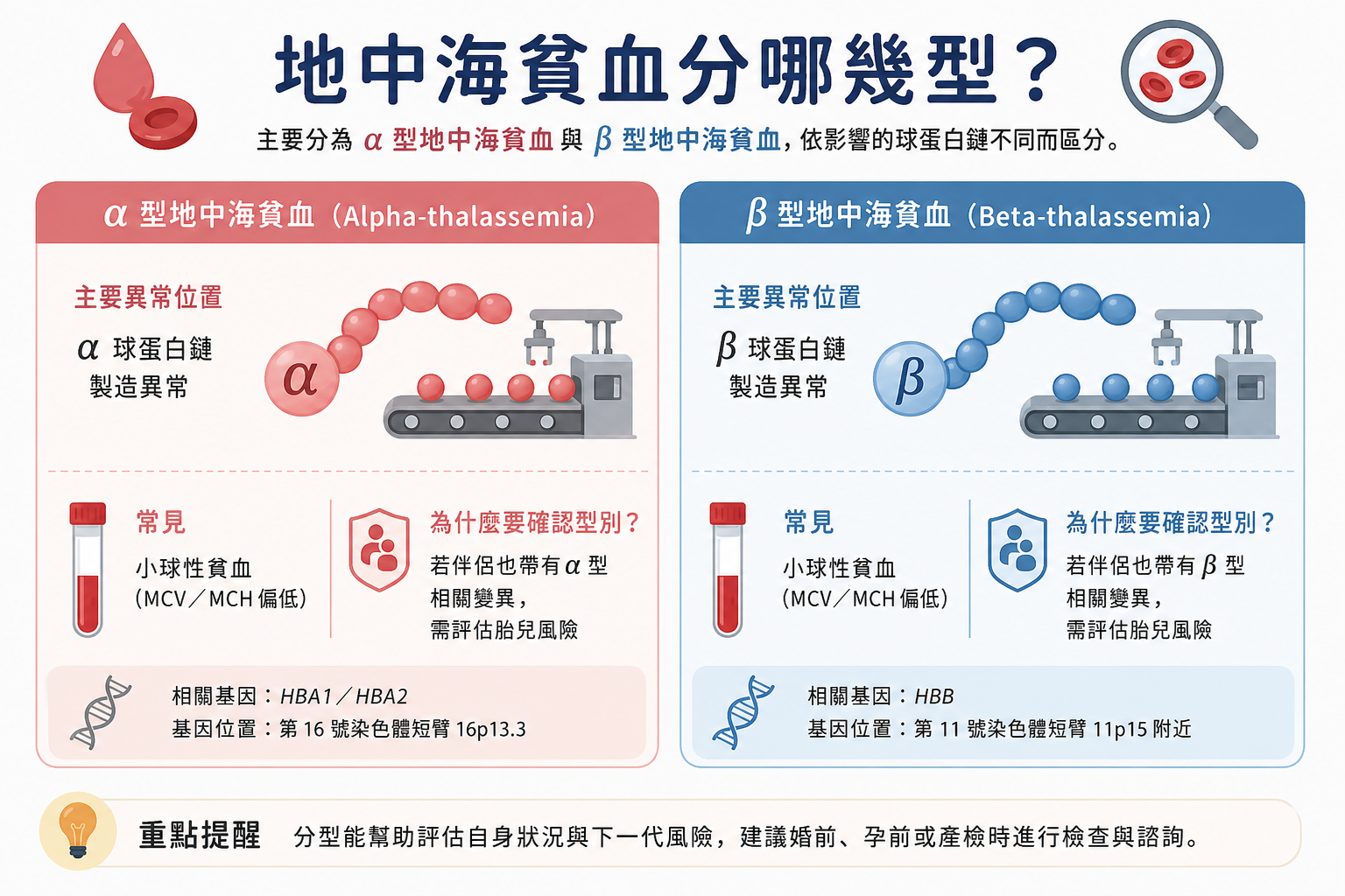 地中海貧血分幾種?α 型、β 型與嚴重度差異